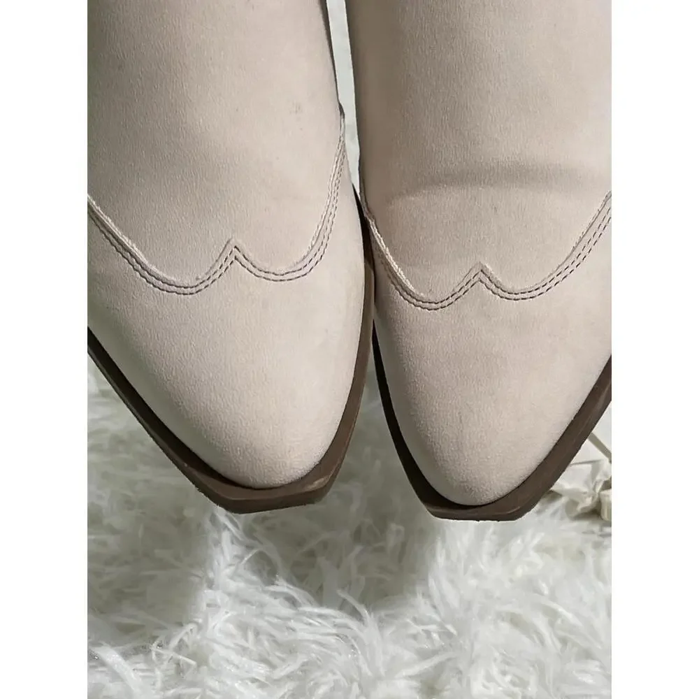 Women's Sam And Libby Ivory/Bone Block Heel Western Cowboy Bootie 6.5